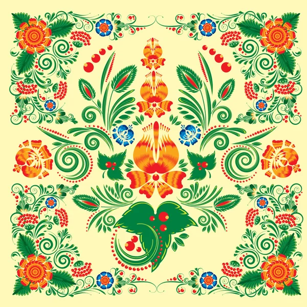 seamless pattern with floral ornament with elements of berries and leaves