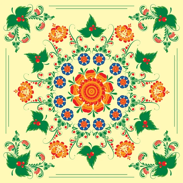 Seamless pattern with floral ornament with elements of berries and leaves — Stockový vektor