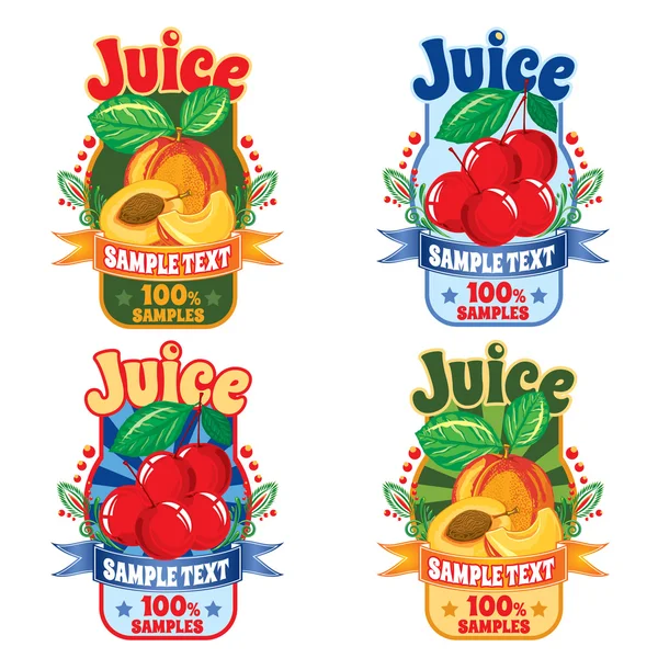 labels of juice from the fruit of peach and berry cherries
