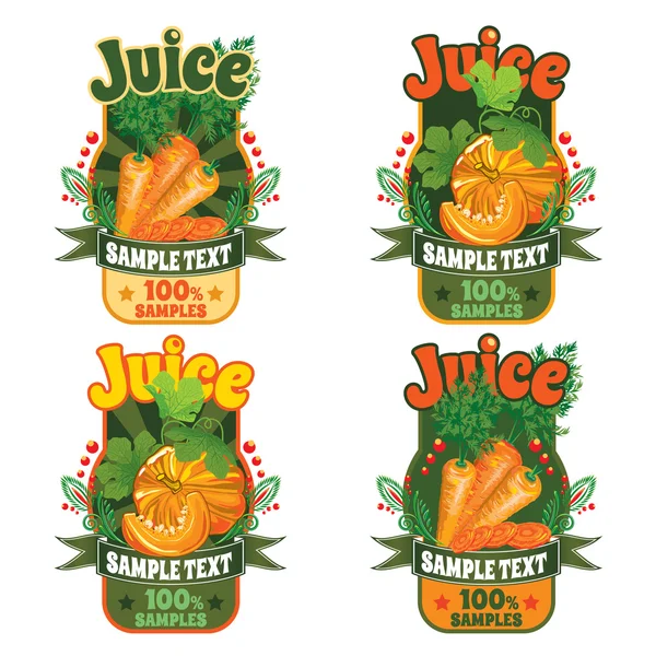 labels of juice from the carrots and pumpkin