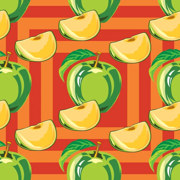 Patrón sin costuras de manzana verde — Vector de stock