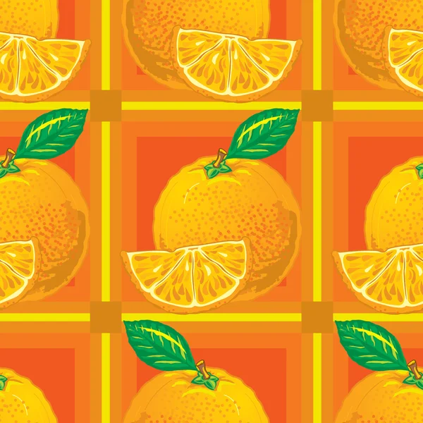 Patrón sin costuras de naranjas con rodajas — Vector de stock