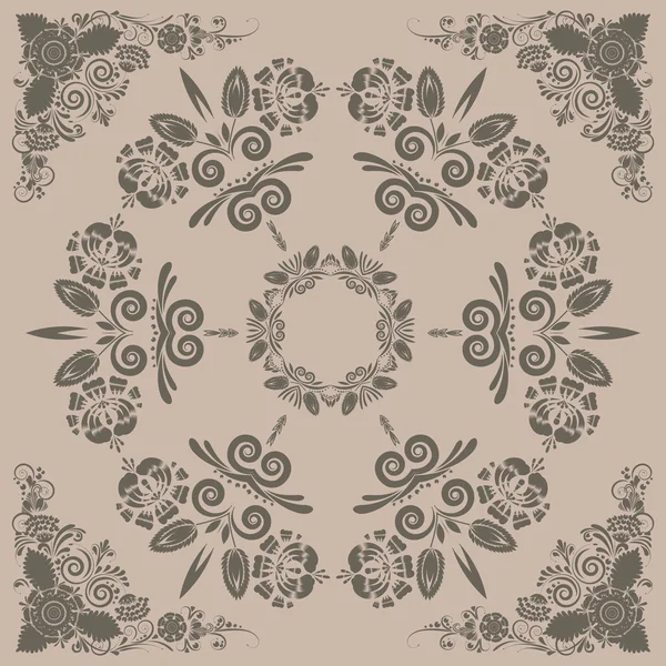 Patrón inconsútil vintage con adorno floral — Vector de stock