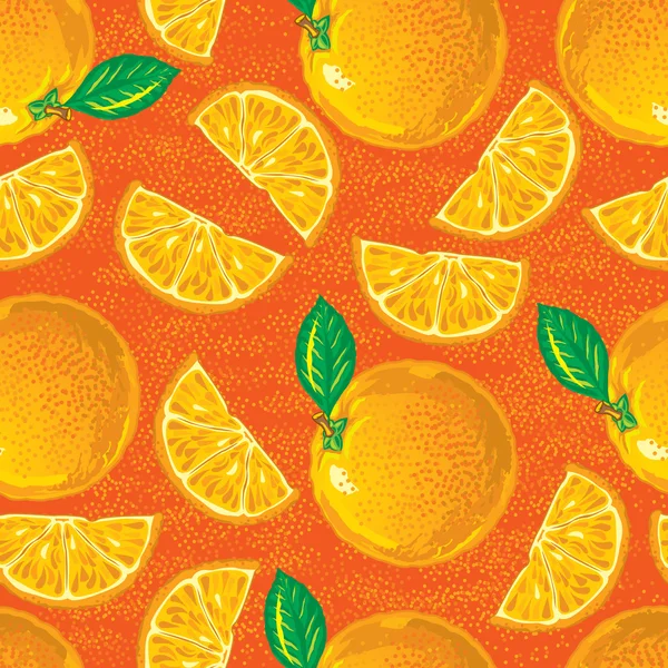 Patrón sin costuras de naranjas con rodajas — Vector de stock