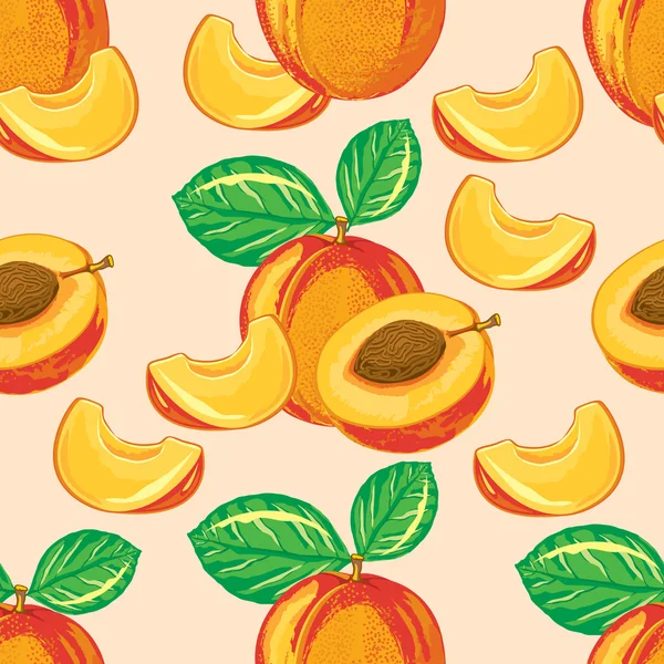 seamless pattern of ripe apricot and apricot slices