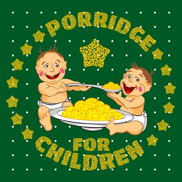 drawing two babies who eat porridge