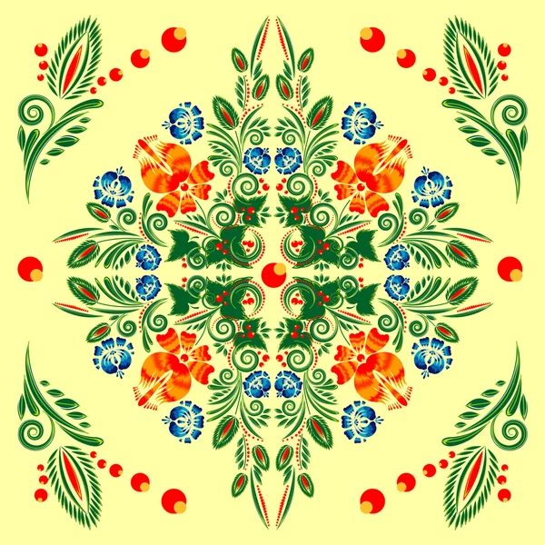 Motif sans couture avec ornement floral avec des éléments de baies et de feuilles — Image vectorielle