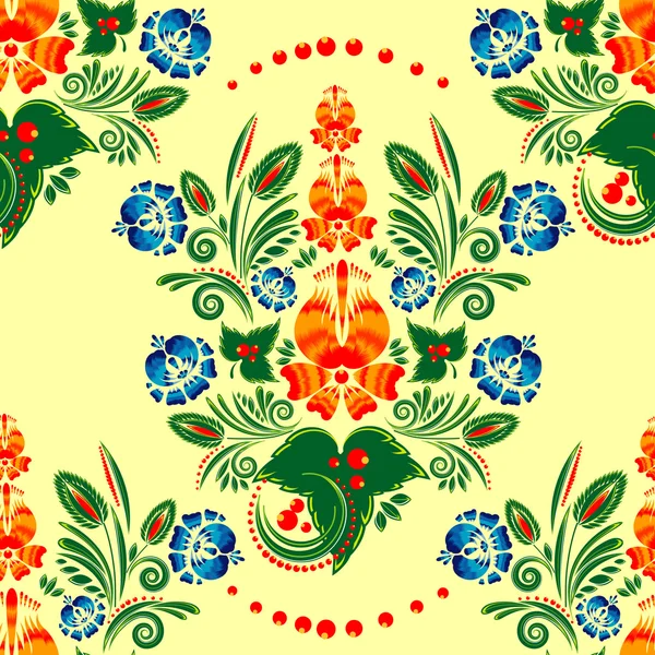 seamless pattern with floral ornament with elements of berries and leaves
