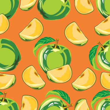 Yeşil elma ve elma dilim seamless modeli
