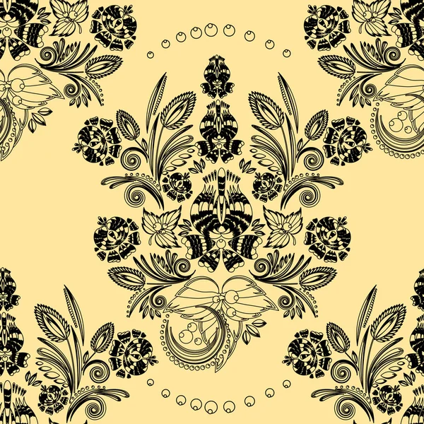 Motif sans couture avec ornement floral vintage — Image vectorielle