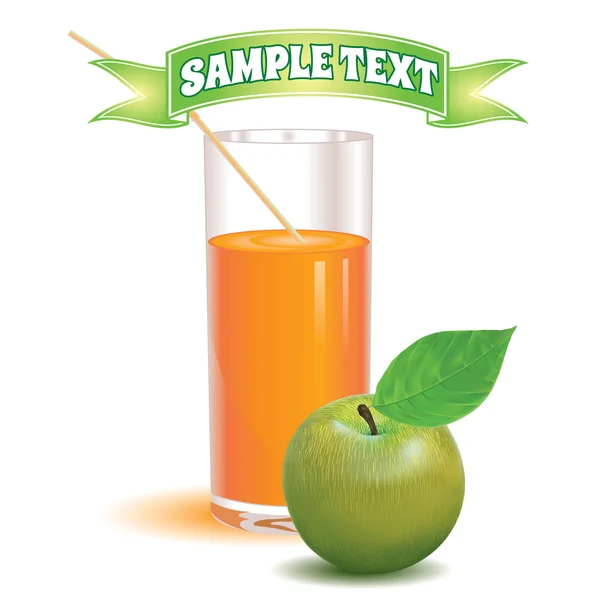 Glass for juice from the ripe green apple — Stock Vector