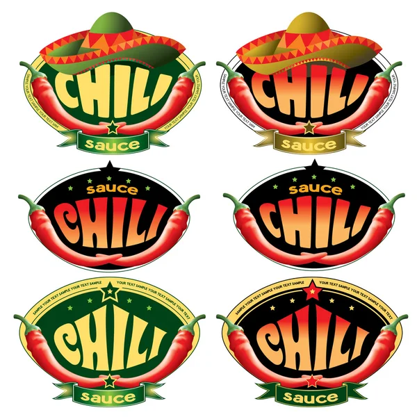 Modèles d'étiquettes pour sauce chili — Image vectorielle