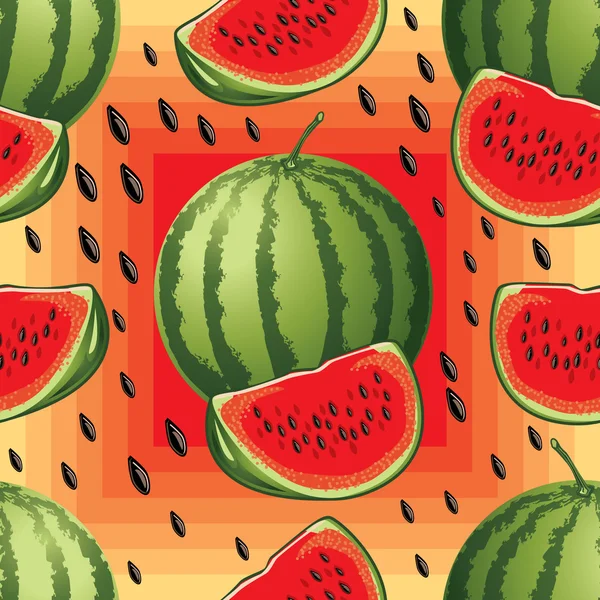Seamless pattern of ripe watermelon — Stock Vector