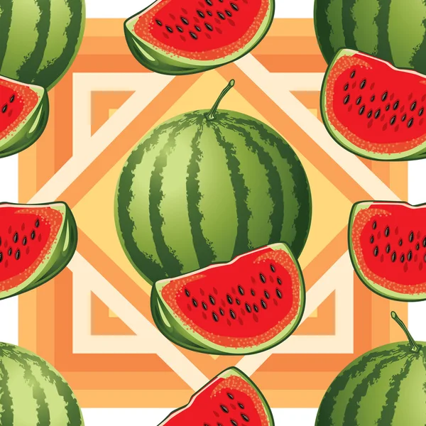 Seamless pattern of ripe watermelon — Stock Vector