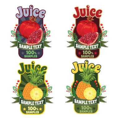 Kırmızı garnet ve ananas suyu etiketlerden için şablonlar