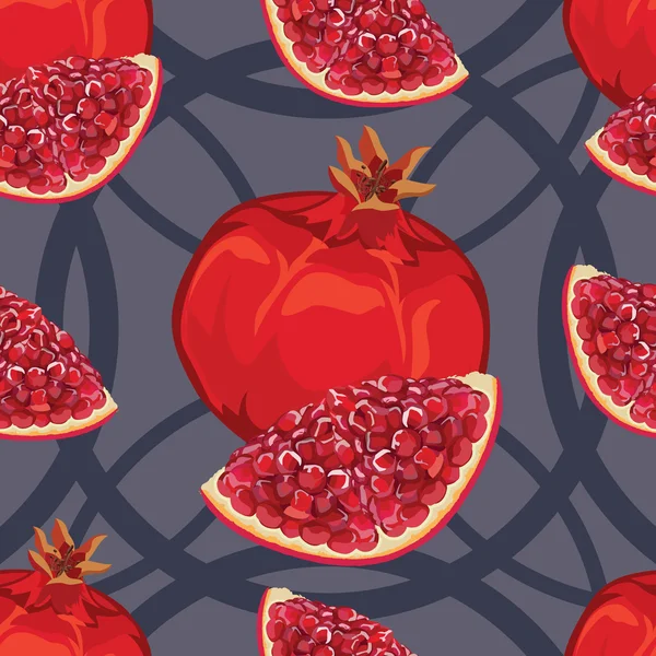 Seamless pattern of ripe red garnet — Stock Vector