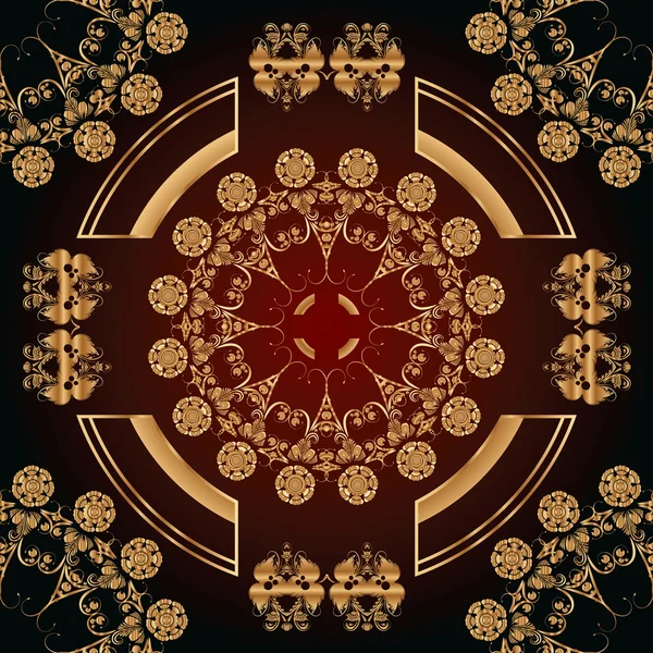 altın çiçek süslemeli soyut seamless modeli