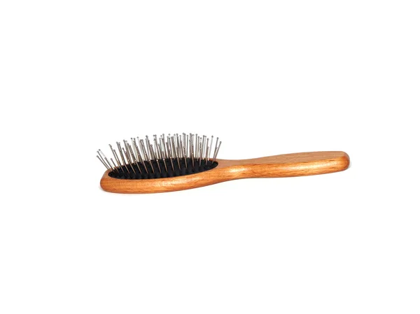 Hair Brush Wooden Hair Brush Isolated White Background — Stock Photo, Image