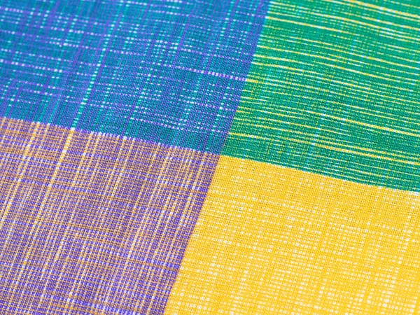 Barva Tkaniny Textury Pozadí Pro Tapety Uzavřená Modrá Žlutá Fialová — Stock fotografie