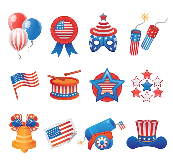 USA Patriotic Icons — Stock Vector