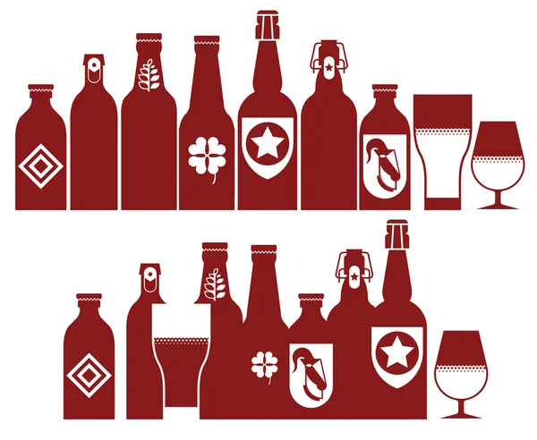 Samenstelling met bier silhouetten — Stockvector