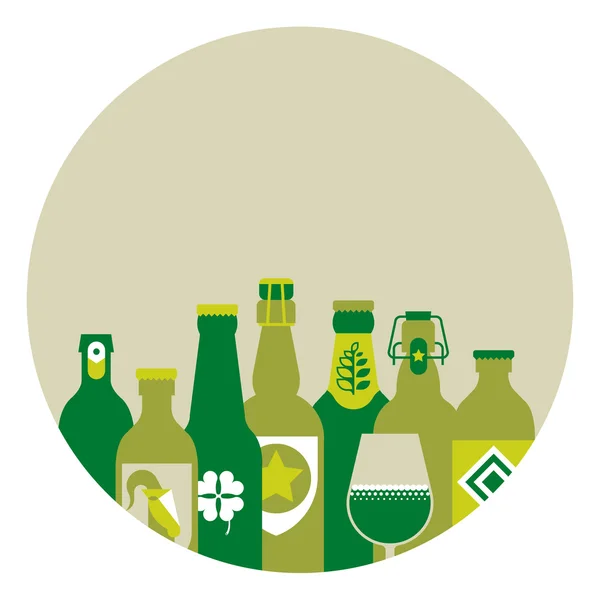 Composición con siluetas de cerveza — Vector de stock