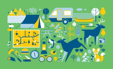 Kamp hayatı kompozisyon