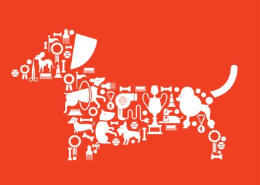 Köpek gösteri siluetleri ile kompozisyon