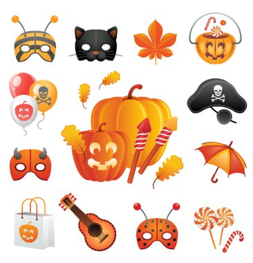 Cadılar Bayramı Resimler ve simgeler kümesi.