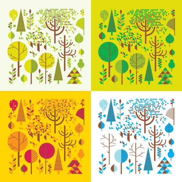 Forest in four seasons. — Stock Vector