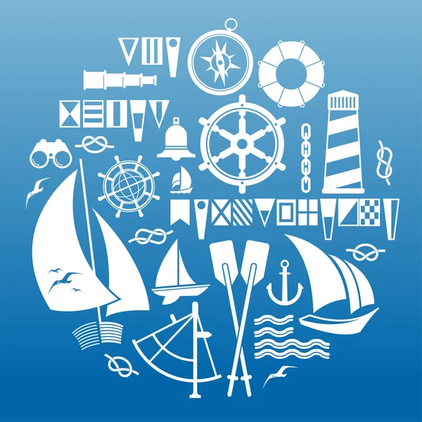 Composition with sailing symbols — Stock Vector