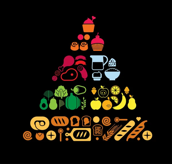 Composition avec silhouettes alimentaires — Image vectorielle