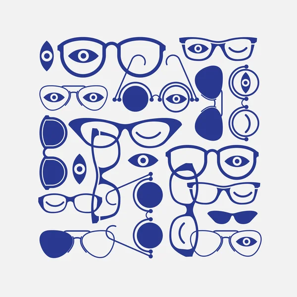 Composición con siluetas de gafas . — Archivo Imágenes Vectoriales