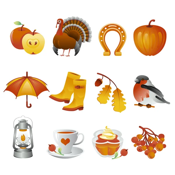 Herfst en thanksgiving pictogrammenset — Stockvector