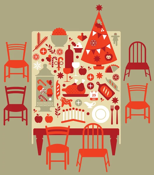 Composition avec dîner de Noël — Image vectorielle