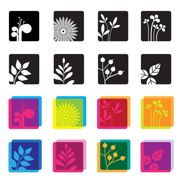 Ensemble d'icônes de symboles floraux . — Image vectorielle