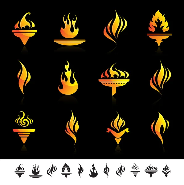 Set of fire symbol icons. — Stock Vector