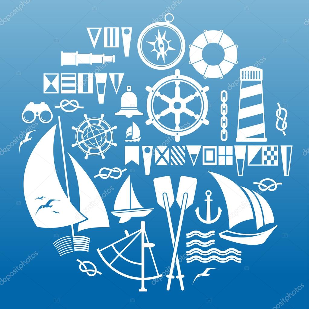 Composition with sailing symbols