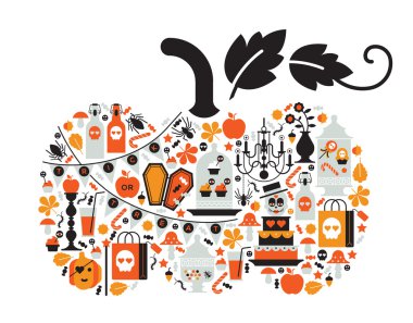 Cadılar Bayramı siluetleri ile kompozisyon