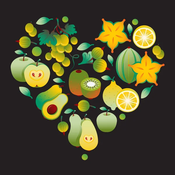 Fruit _ jaune _ coeur — Image vectorielle