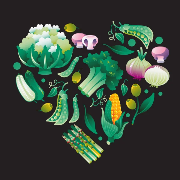 Veg_Green_Heart — Wektor stockowy