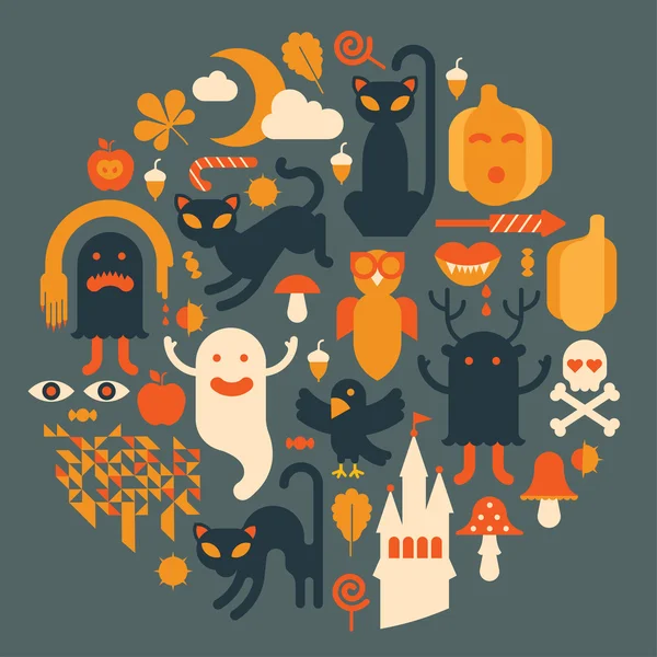 Composition with halloween silhouettes. — Stock Vector