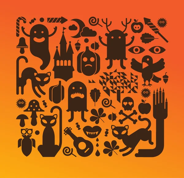 Samenstelling met Halloween silhouettes — Stockvector