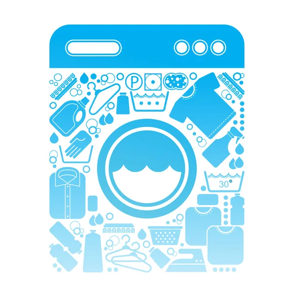 Composição com símbolos de lavanderia . — Vetor de Stock