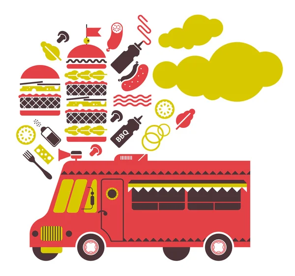 Burger camión ilustración — Archivo Imágenes Vectoriales
