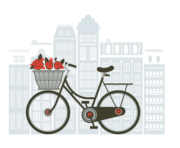 Illustratie van de fiets op de straat — Stockvector