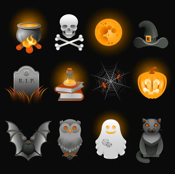 Halloween spooky icons set. — Stock Vector