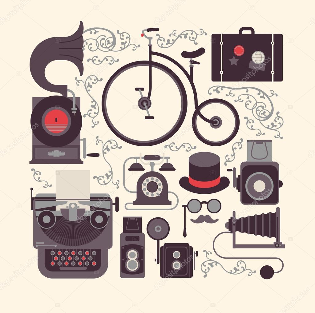 Composition with retro lifestyle objects.