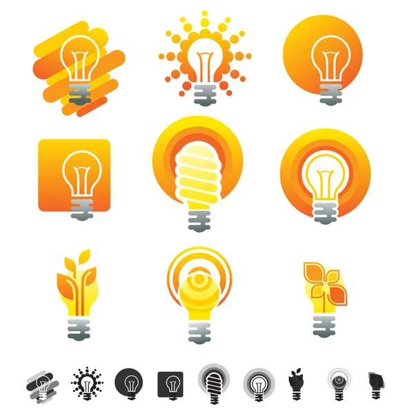 Set of 12 light bulb icons. — Stock Vector