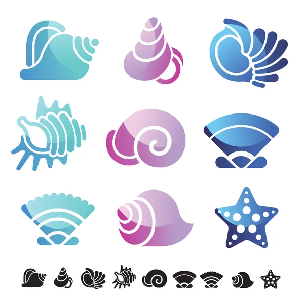 Set of seashell icons — Stock Vector